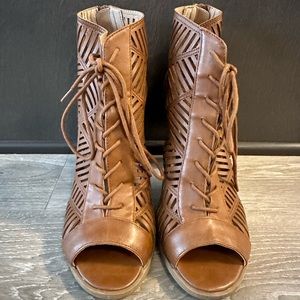 Brown Block Heeled Sandals